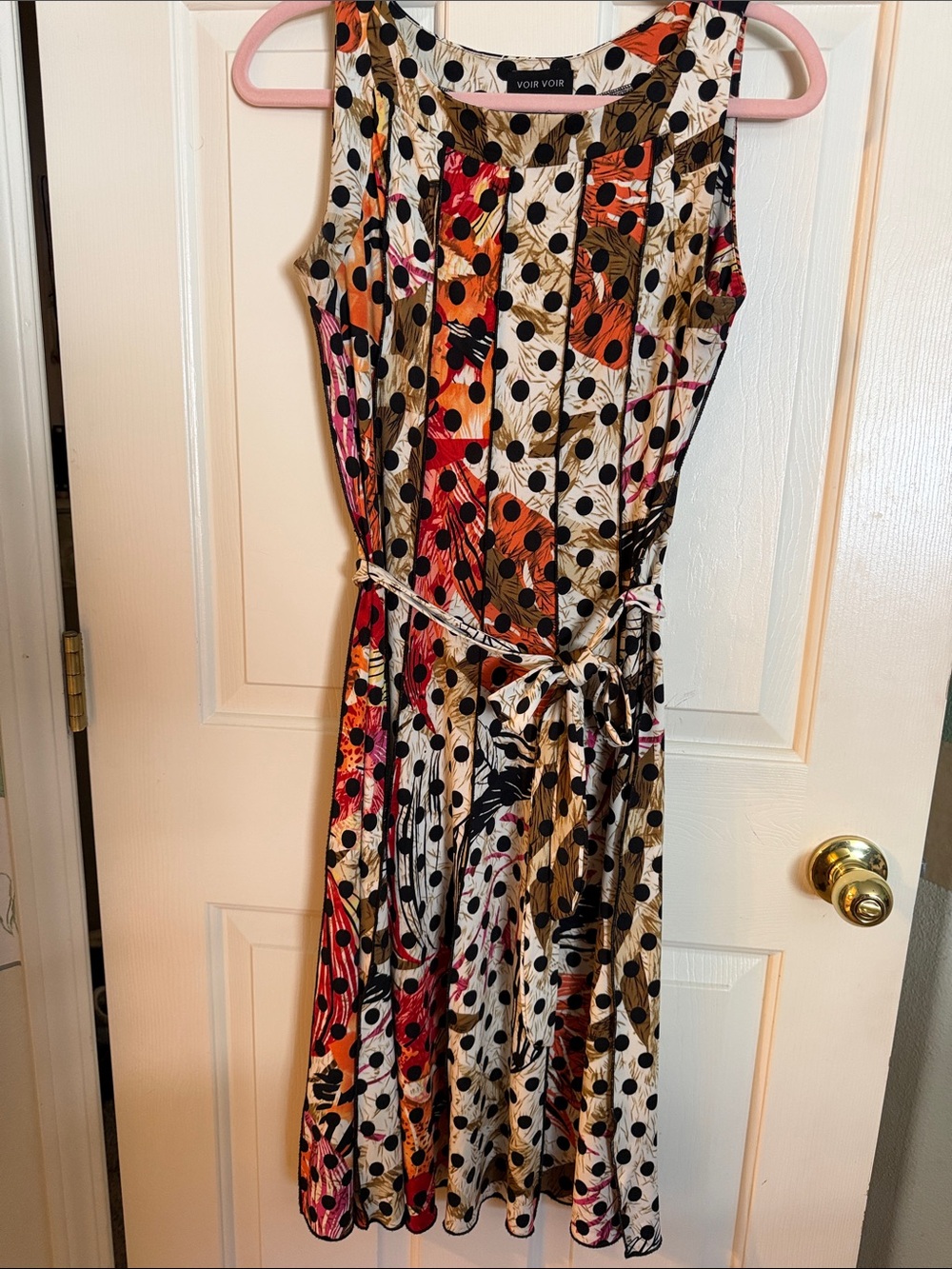 Voir Voir Multicolor Polka Dot & Abstract Floral Midi Dress